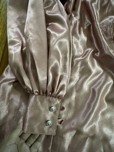 Satin Puff Sleeve Mini Dress