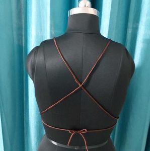 Brown Halter Neck Crop Top
