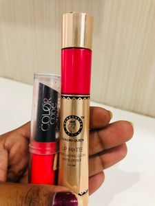 Pack Of 4 ……..biotique Sunscreen ,Himalaya Peel Off Mask ,colour Queen 2in 1 Long Lasting Matte Lipstick, Colour Code Lipstick