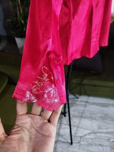 Beautiful Red Embellished Satin blouse