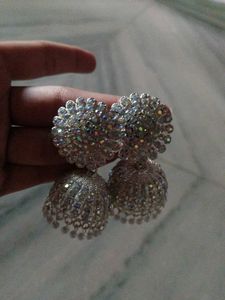 Stunning Jhumka Earrings with Rhinestones