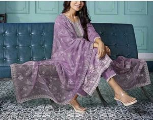 Elegant Lavender Kurta Set with Dupatta