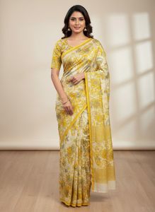 Elegant Yellow Floral Saree with blouse