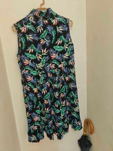 Tropical Print Sleeveless Mini Dress
