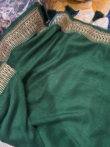 Elegant Emerald Green Embroidered Saree