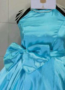 Stunning Blue Satin Halter Dress