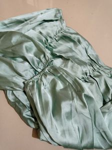 Satin Ruched Puff Sleeve Top