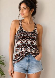 Boho Tribal Print Racerback Tank Top