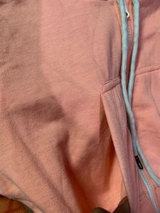 Peach Cropped Zip-Up Hoodie