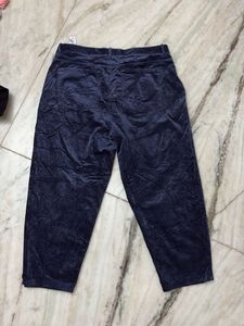Velvet Navy Blue Cropped Pants