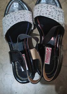 Sparkling Silver & Black Sandals