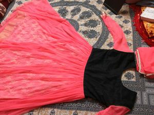 Elegant Pinkstone And Beads Work Anarkali Suit