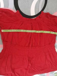 Red Smocked top