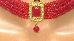 Stunning Red Beaded Choker Necklace