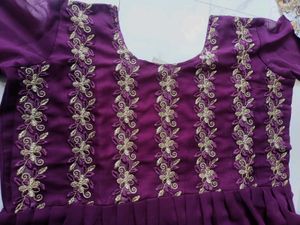 Elegant Embroidered Purple Gown