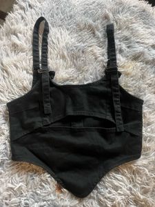 Black Denim Corset Top