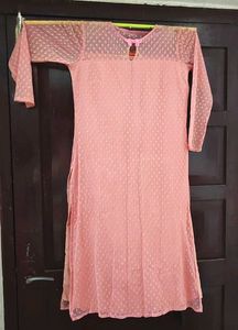 Peach Net Kurta