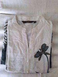 AND Floral Print V-Neck Linen Dress