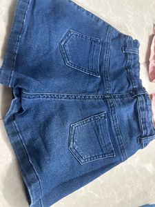 Blue Denim Shorts with Button Detail
