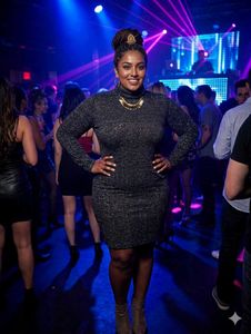 Charcoal Heather Sparkle Turtleneck Knit Dress