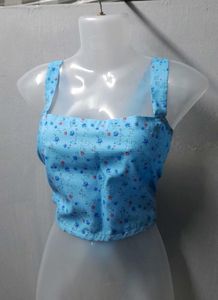 Blue Floral Crop Top