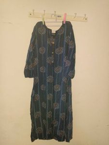 Blue Printed Cotton Kurta