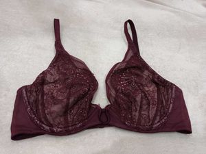Lace Detail Burgundy Bra
