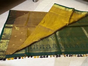 Kanchipuram Mustard Silk Saree