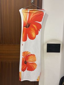 Oorange white bodycon straight long tube dress