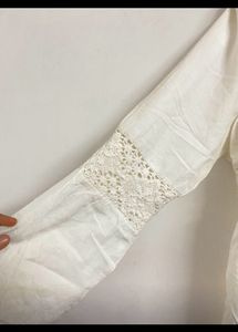 FLAWLESS CHIKANKARI KURTI And White  Pant Combo