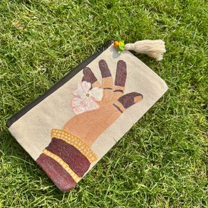 Hand-Painted Pouch with Tassel Detail
