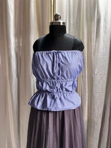 gingham blue tube top