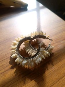 Unique White Hoop Earrings
