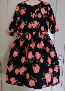 Black Floral Print Dress