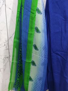 Green &amp; Blue block Printed Kurta Set
