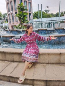 Cute Cotton Printed Summer Dress. Vacation Dress.