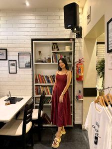 Maroon Spaghetti Strap Midi Dress