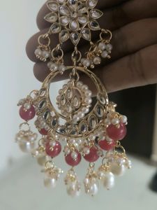 Peora Red White Danglers