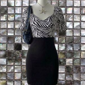 Zebra Print Black Bodycon Dress