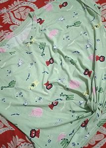 Cartoon Print Twist-Knot T-Shirt