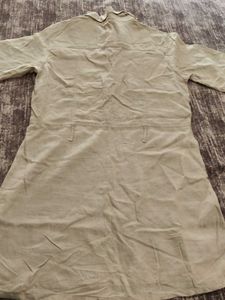 Linen Solid Beige Aline long Shirt