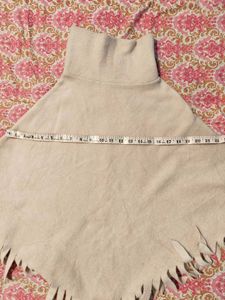 Beige Fringed Poncho