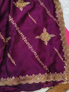 Exquisite Purple Embroidered Saree