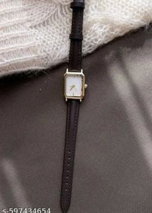 Classic Square Dial Leather Watch
