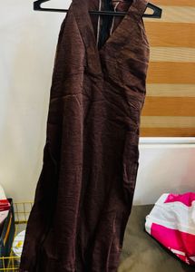 Chic Textured Brown Midi Dress casual kurti