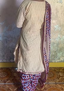 Beige Kurta Set with Dupatta