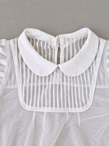 Sheer Stripe Puff Sleeve Blouse