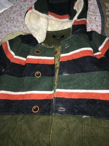 Striped Hooded Jacket 32 Small Size