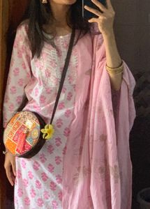 Pink Printed Kurta Set