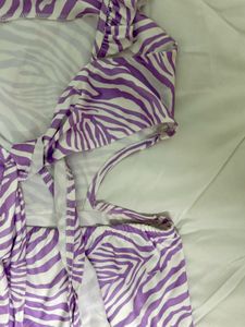 Purple Zebra Print Cut-Out Dress
